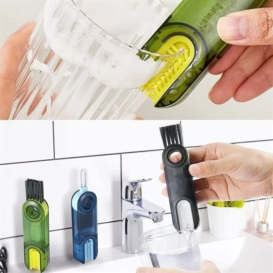 MERGEN STORE  3 Fonksiyonlu Pratik Şişe Temizleme Fırçası Mutfak Banyo Araç İçin Çok Amaçlı Fırça - 2