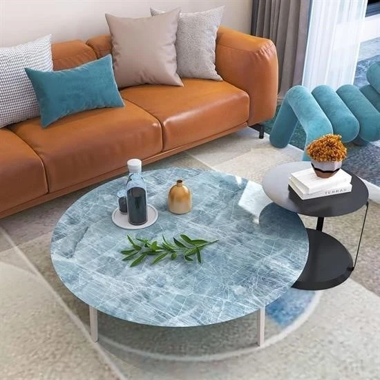 MERGEN STORE Mermer Desenli Masa Tezgah Mutfak Su Geçirmez Yapışkanlı Folyo Sticker Mavi 5x0,6m - 2