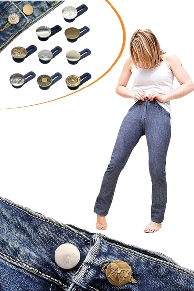 MERGEN STORE 10 Adet Yedek Kot Düğmeleri Beden Genişletici - 6