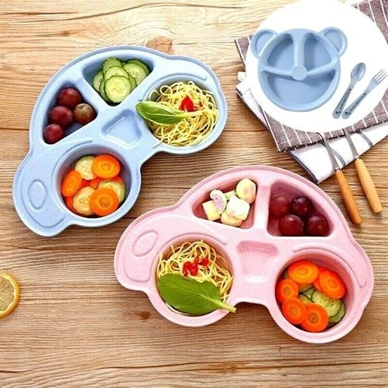 MERGEN STORE Bebekler İçin Araba Şeklinde Sevimli Mama Tabağı Çocuk Tabldot
