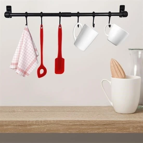 MERGEN STORE Duvara Monte Edilen 6 Kancalı Dekor Kaşıklık ve Kupa Askısı