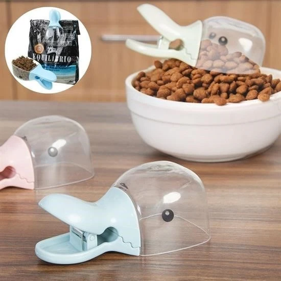 MERGEN STORE Ördek Tasarımlı Mandallı Tazelik Koruyan Ölçekli Kuru Mama Kaşığı Mama Ölçeği - 5