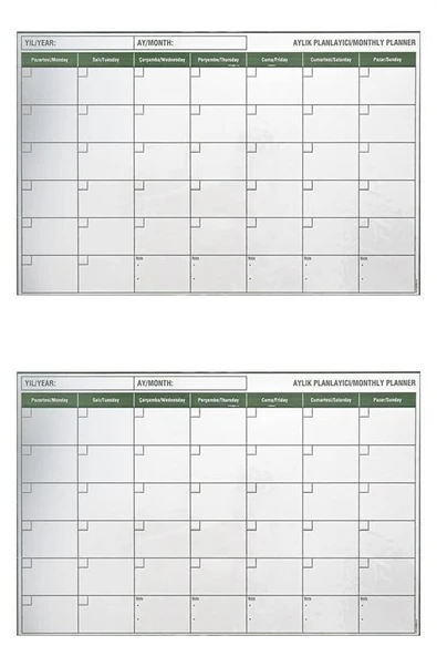 MERGEN STORE Manyetik Yapışkanlı Bir Aylık Program Planlayıcı Takvim 85x56 cm - 7