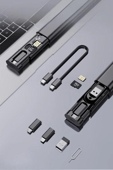 MERGEN STORE Cep Tipi 60W Bas Aç Type-C,İphone Şarj,Micro USB Hızlı Şarj Data Kablo Seti - 6