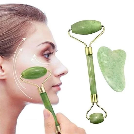 MERGEN STORE Çift Taraflı 2li Cilt Yüz Masaj Aleti Jade Roller Yeşim  Taşı Seti - 6