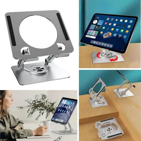 MERGEN STORE 360 Derece Dönebilen Yükseltilmiş Masaüstü Ayarlanabilir  Metal Tablet Standı