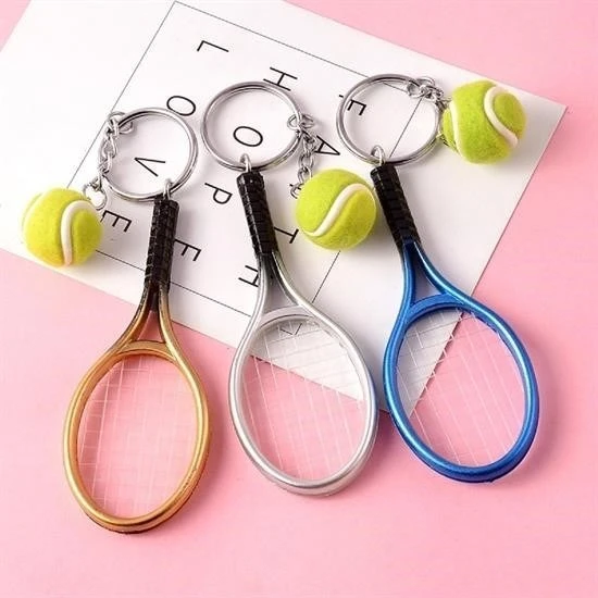MERGEN STORE Gerçekçi Tenis Raketi Tasarımlı Şık Anahtarlık Kolye Çanta Süsü Tennis Keychain