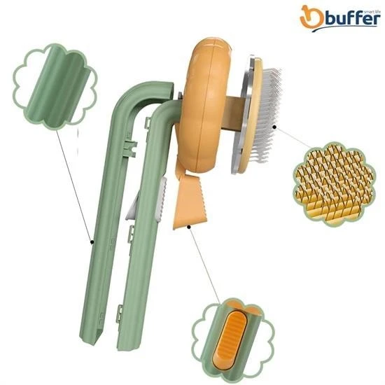 BUFFER Plastik Yeşil Evcil Hayvan Bakım  Pet Fırçası Çok Amaçlı Pet Fırçası Yeşil - 5