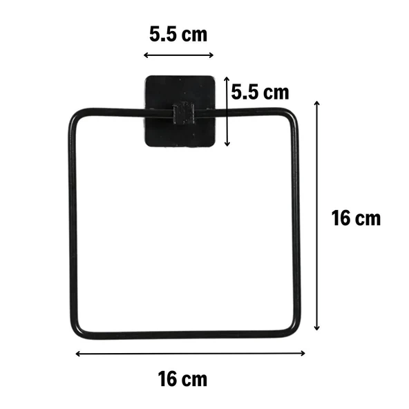 MERGEN STORE Kendiliğinden Yapışkanlı Siyah Paslanmaz Metal Kare Havluluk - 3
