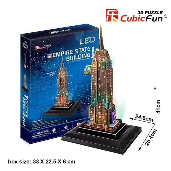 Cubic Fun 3D 38 Parça Puzzle Empire State Binası ABD Led Işıklı