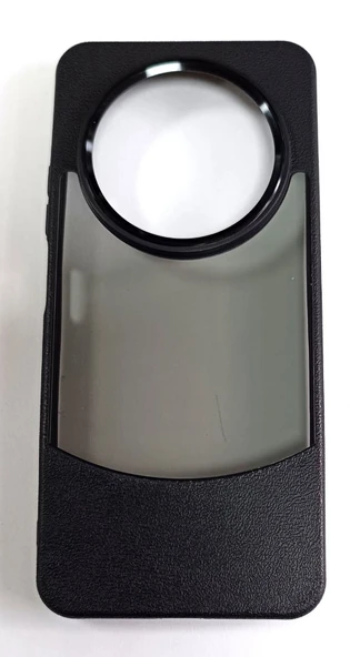 Xiaomi Redmi 14C Uyumlu Deri Görünümlü Koyu Şeffaf Kılıf - Resim 4