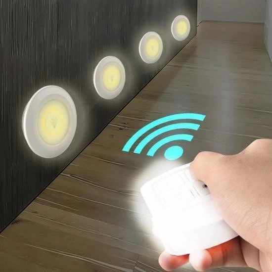 MERGEN STORE 3lü Uzaktan Kumandalı Pilli Yapışkanlı Kablosuz Led Spot Lambalar