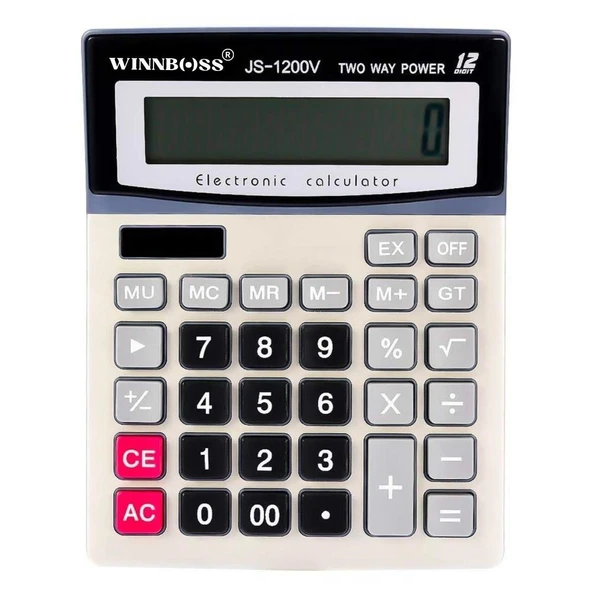 MERGEN STORE 12 Haneli Geniş LCD Ekran, Pilli Büyük Düğmeli Hesap Makinesi