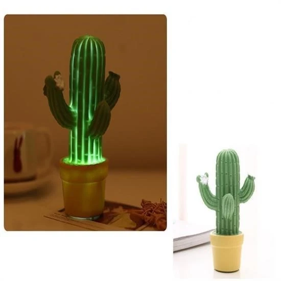 MERGEN STORE Mini Kaktüs Dekoratifli Pilli Led Masa Gece Lambası Aydınlatma - 3