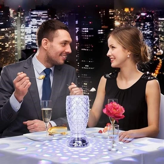 MERGEN STORE Balık Süzgeç Model USB Şarjlı Kumandalı 16Farklı Işık Modlu Masa Üstü Kristal Akrilik Led - 4