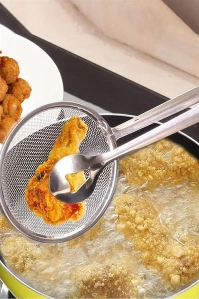 MERGEN STORE Çok Amaçlı Süzgeçli Paslanmaz Metal Haşlama Ve Kızartma Maşası - 7