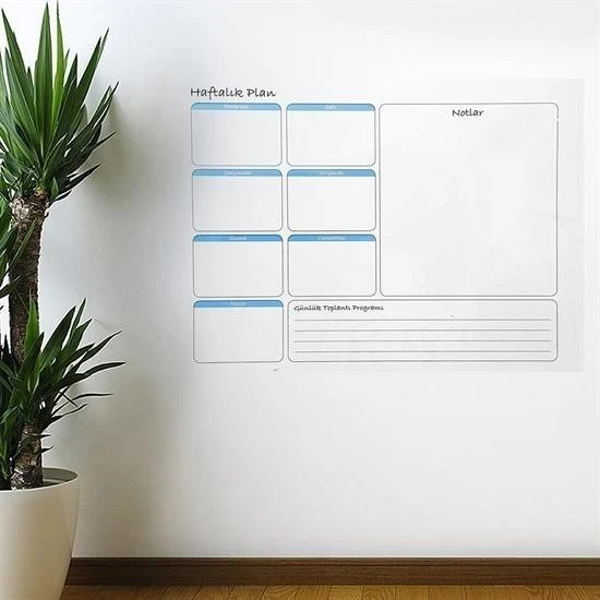 MERGEN STORE Haftalık Planlayıcı Manyetik Duvar Stickerı Takvim 100 cm x 60 cm