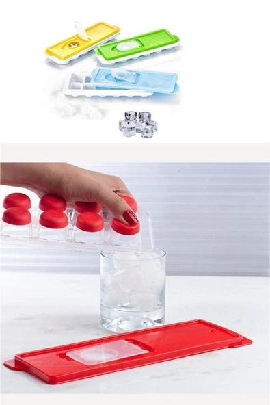 MERGEN STORE 12li Kapaklı Yapışmaz Silikon Tabanlı Plastik Küp Buz Kalıbı - 8