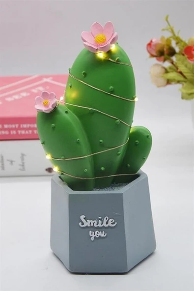 MERGEN STORE Led Işıklı Kaktüs Biblo Ev Dekorasyon ve Hediyelik Eşya Led Aydınlatma - 6