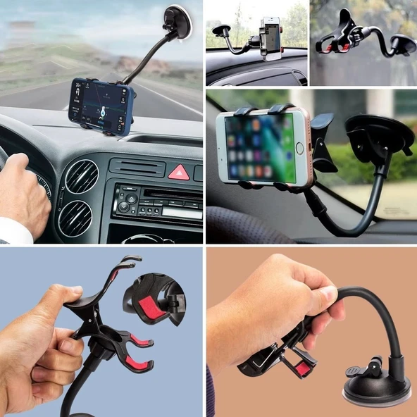 BUFFER® Akrobat Cama Sabitlenen Güçlü Vakumlu 360 Derece Dönen Tüm Modellere Uyan Oto Telefon Tutucu - 3