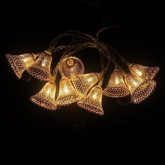 MERGEN STORE Parti ve Özel Gün Dekorasyonu Çan Şeklinde Metal Şerit Led Işık