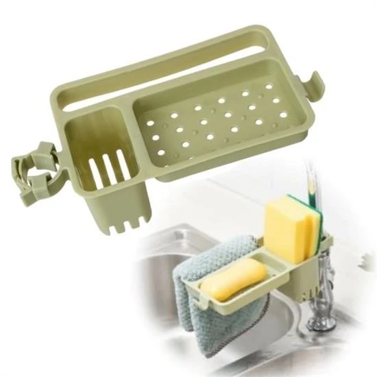 MERGEN STORE Musluğa Takılan Sünger Havlu Askılı Sabun Hazneli mutfak Banyo Lavabo Düzenleyici Organizer