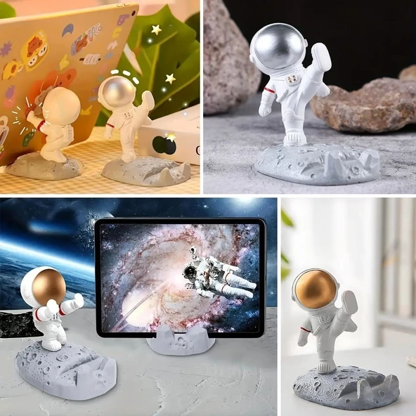 MERGEN STORE Mini Astronot Model Telefon ve Tablet Tutucu Standı - 3