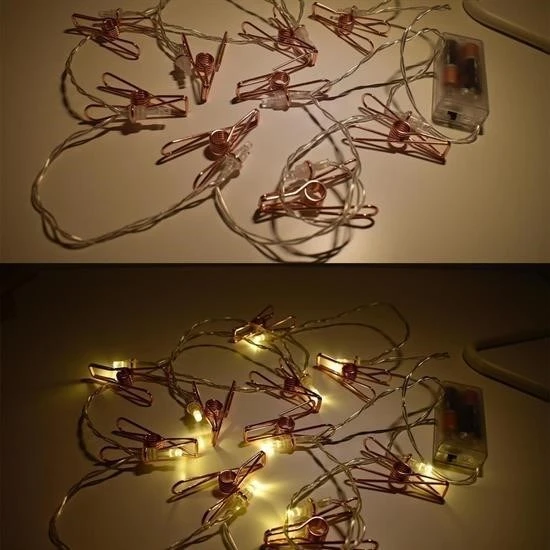 MERGEN STORE Bakır Renkli Led Işıklı Fotoğraf Asma Işık Süsleme Mandalları - 3