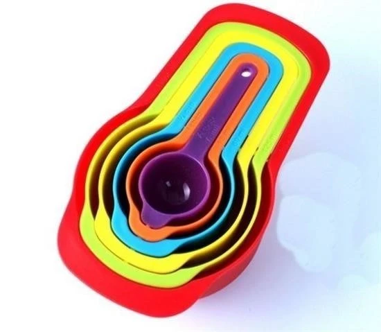MERGEN STORE Pratik Ölçü Kaşığı Kabı 5li Şeker Baharat Sıvı Ölçer Aparat - 4