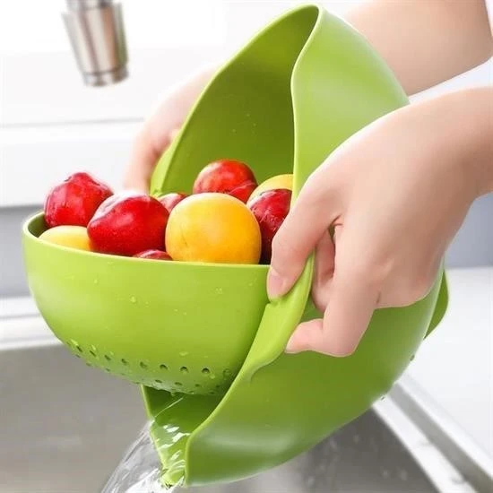 MERGEN STORE Çok Amaçlı 360 Derece Dönebilir Pratik Hazneli Mutfak Süzgeç Elek - 7