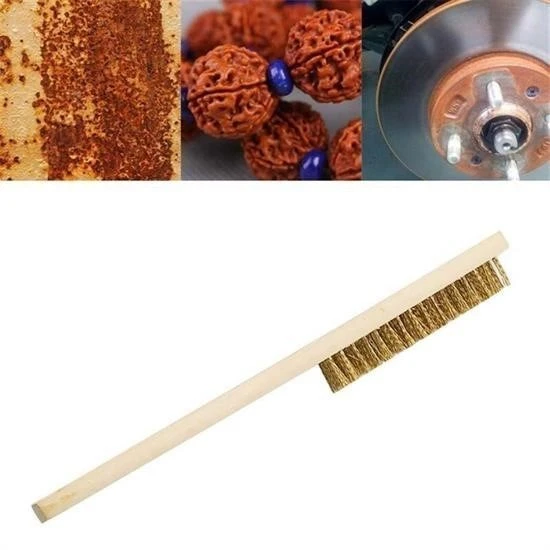MERGEN STORE Metal Telli Fırça Ahşap Saplı Pas Kir Sökme Temizleme Fırçası