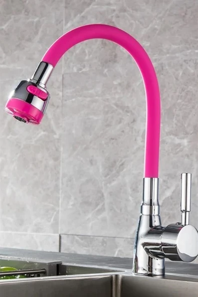 MERGEN STORE Oynar Başlıklı Tasarruflu Kubar Musluk Borusu ve Başlığı  Pembe - 6