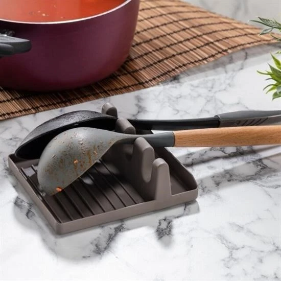 MERGEN STORE Tencere Kapak Tutuculu Kaşıklıklı Tencere Kapak Standı Pratik Kaşık Kepçe Altlık Düzenleyici - 7