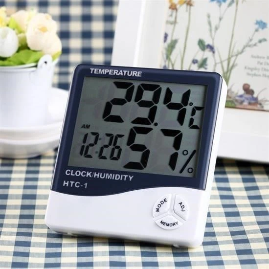 MERGEN STORE Bebek Odası Masaüstü Dijital Termometre Nem Ölçer Higrometre Saat - 7