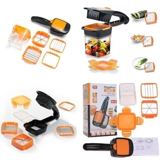 MERGEN STORE Quick 5 İn 1 Büyük Hazneli Pratik Hızlı Meyve Sebze Doğrayıcı Rende