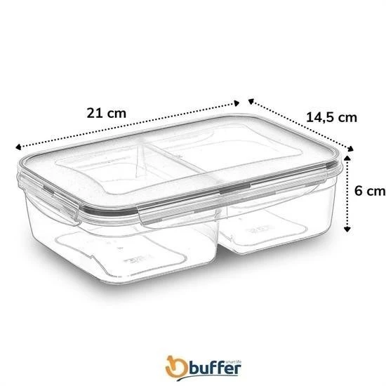 MERGEN STORE 2 Bölmeli Sızdırmaz Contalı Kilitli Kapaklı 1 Litre Erzak Saklama Kabı -LC505 - 4