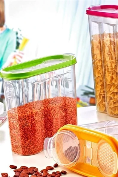 MERGEN STORE 2 Kapaklı Ölçekli Erzak Kuru Gıda Saklama Kutusu Kabı - 1,7 Litre - SA935 - 6