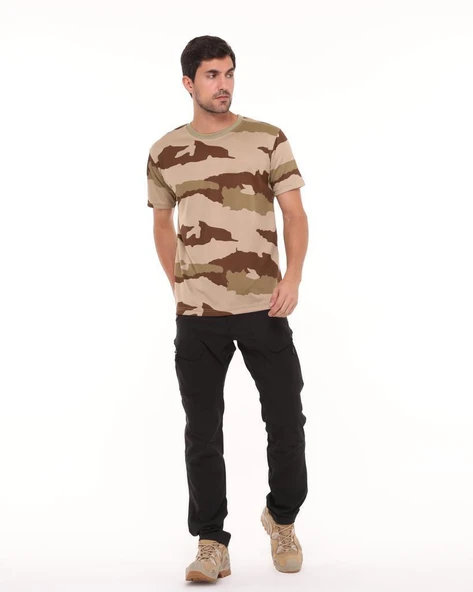Single Sword Bisiklet Yaka Kısa Kollu Kamuflaj Erkek T-Shirt - 6