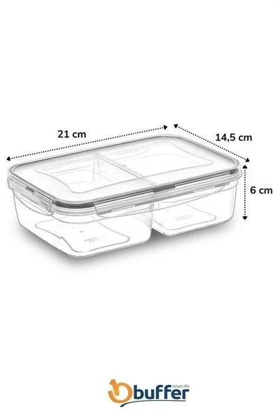 MERGEN STORE 2 Bölmeli Sızdırmaz Contalı Kilitli Kapaklı 1 Litre Erzak Saklama Kabı -LC505 - 8