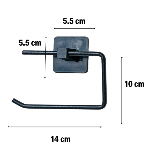 MERGEN STORE Kendiliğinden Yapışkanlı Siyah Paslanmaz Metal Kapaksız Tuvalet Kağıtlığı Aparatı - 3