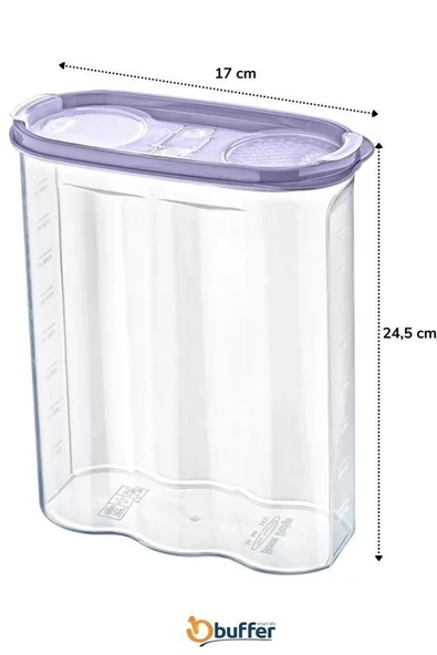 MERGEN STORE 2 Kapaklı Ölçekli Erzak Kuru Gıda Saklama Kutusu Kabı 2,4 Litre-SA940 - 8