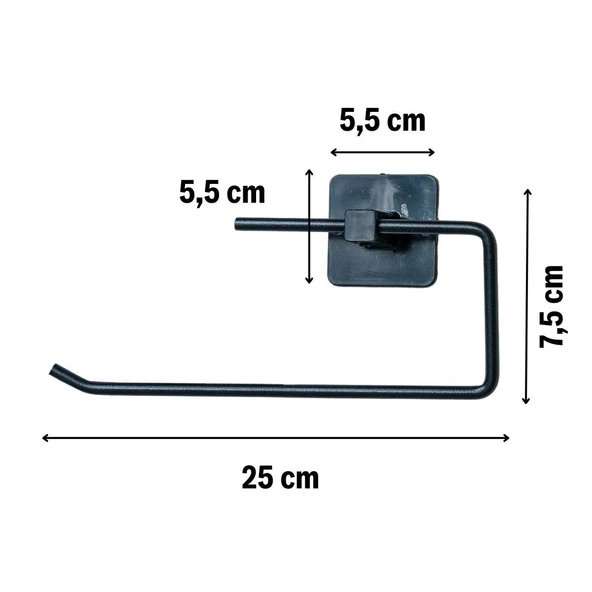 MERGEN STORE Kendiliğinden Yapışkanlı Siyah Paslanmaz Metal Rulo Havluluk Aparat - 4