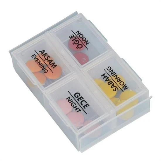 MERGEN STORE 4 Öğün Günlük Hap İlaç Saklama Taşıma Kutusu İlaç Hatırlatıcı