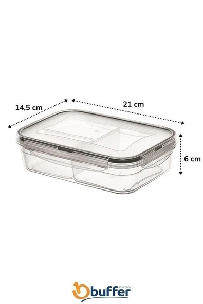 MERGEN STORE 3 Bölmeli Kilitli Kapaklı 1 Litre Erzak Saklama Kabı LC-510 - 8