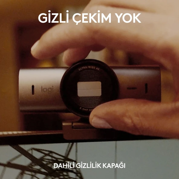 Logitech Mx Brio Ultra Hd 4K Gizlilik Kapaklı ve Mikrofonlu Yayın Web Kamerası, Açık Gri - 8