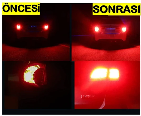 2 Adet 144 Led Kırmızı Renk 93 Tip Tek Duy Stop Ampulü - 4
