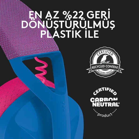 Logitech 981-001062 G435 Blue-Raspberry Mikrofonlu LightSpeed Kablosuz Gaming (Oyuncu) Kulaklık - 7