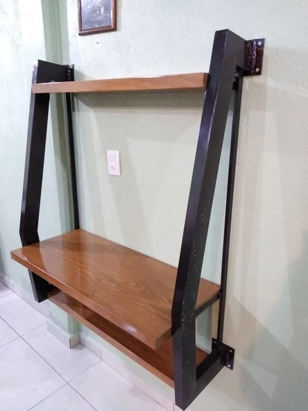 KUZELA  Metal Ahşap Duvar Çalışma Masası. - 2