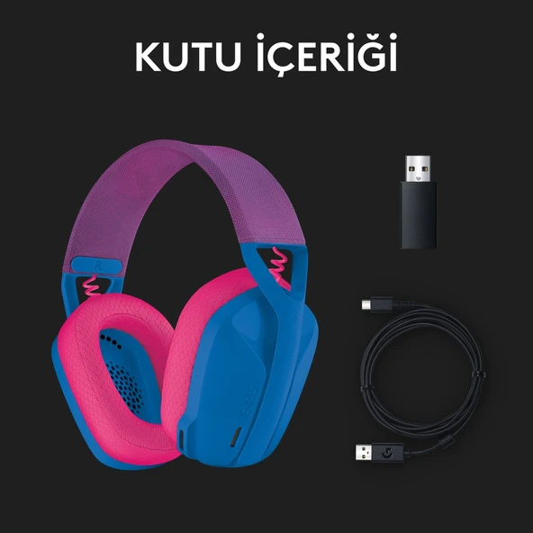 Logitech 981-001062 G435 Blue-Raspberry Mikrofonlu LightSpeed Kablosuz Gaming (Oyuncu) Kulaklık - 9