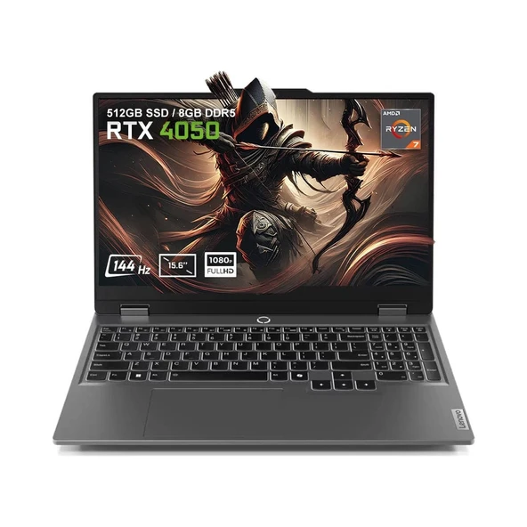 Lenovo LOQ 15ARP9 83JC006ATR AMD Ryzen 7-7435HS 8GB DDR5 512GB SSD RTX4050 6GB 15.6 inç 144Hz Full HD FreeDos Gaming Laptop